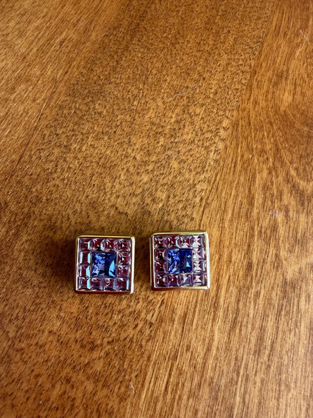 Swarovski Gold Tone Square Clip-On Earrings